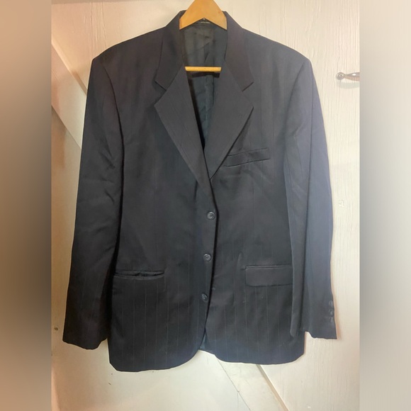 Millienium button Men’s black suit coat jacket 42 striped nwot blazer in USA - Picture 6 of 7